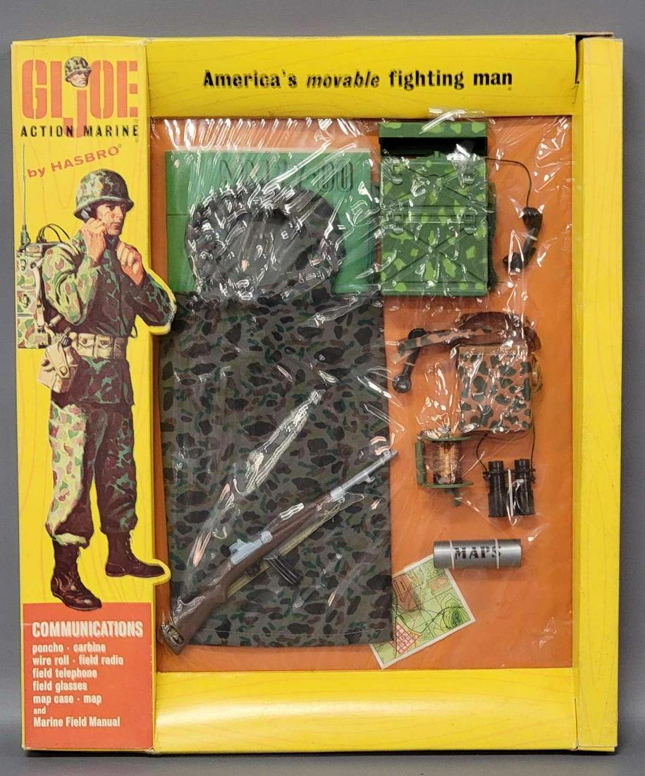 Vintage Hasbro Action Marine GI Joe Communications on: Vintage Hasbor Action Marine GI Joe Communications equipment on window box, 7701. Box has seperation at upper right corner and some very light display/play discoloration. Cellophane is torn at top of 