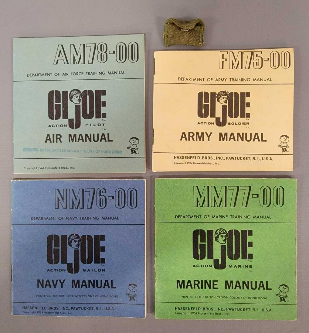Vintage Hasbro GI Joe TM TM manuals and early cloth: Vintage Hasbro GI Joe TM TM manuals and early cloth medic kit pouch. includes Action soldier, pilot, marine and sailor training manuals plus and excellent cloth medic pouch as seen in the photos.