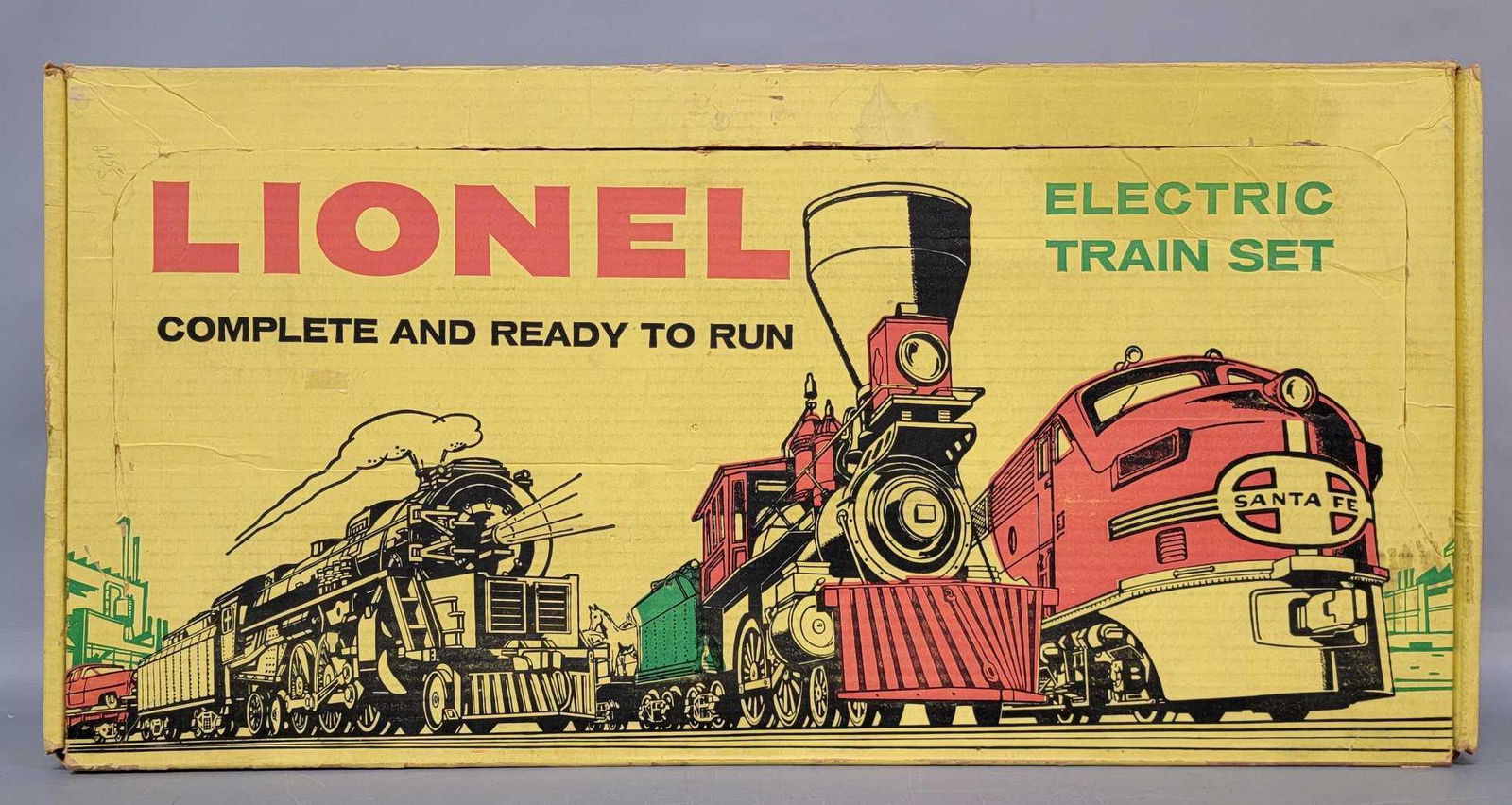 Boxed Lionel postwar O 1629 Chesapeake & Ohio diesel: Boxed Lionel postwar O 1629 Chesapeake & Ohio diesel freight set , to include 225 Chesapeake & Ohio ALCO Diesel, 6470 Explosives Box car, 6650 Missile Launch car, 6819 flatcar with grey Navy h