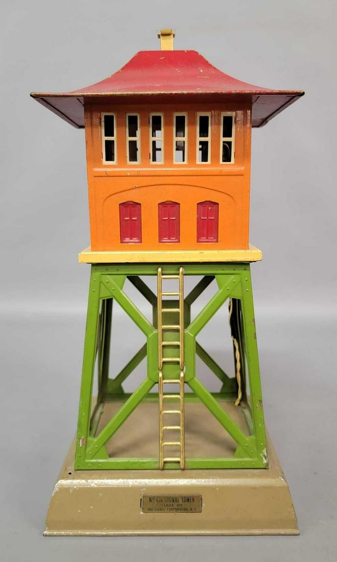 Prewar Lionel Standard Gauge 438 signal tower: Prewar Lionel Standard Gauge 438 signal tower, nicer C6.