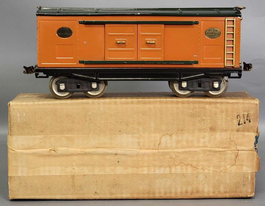 Lionel prewar standard gauge 214 boxcar terra cotta in (1 of 6)
