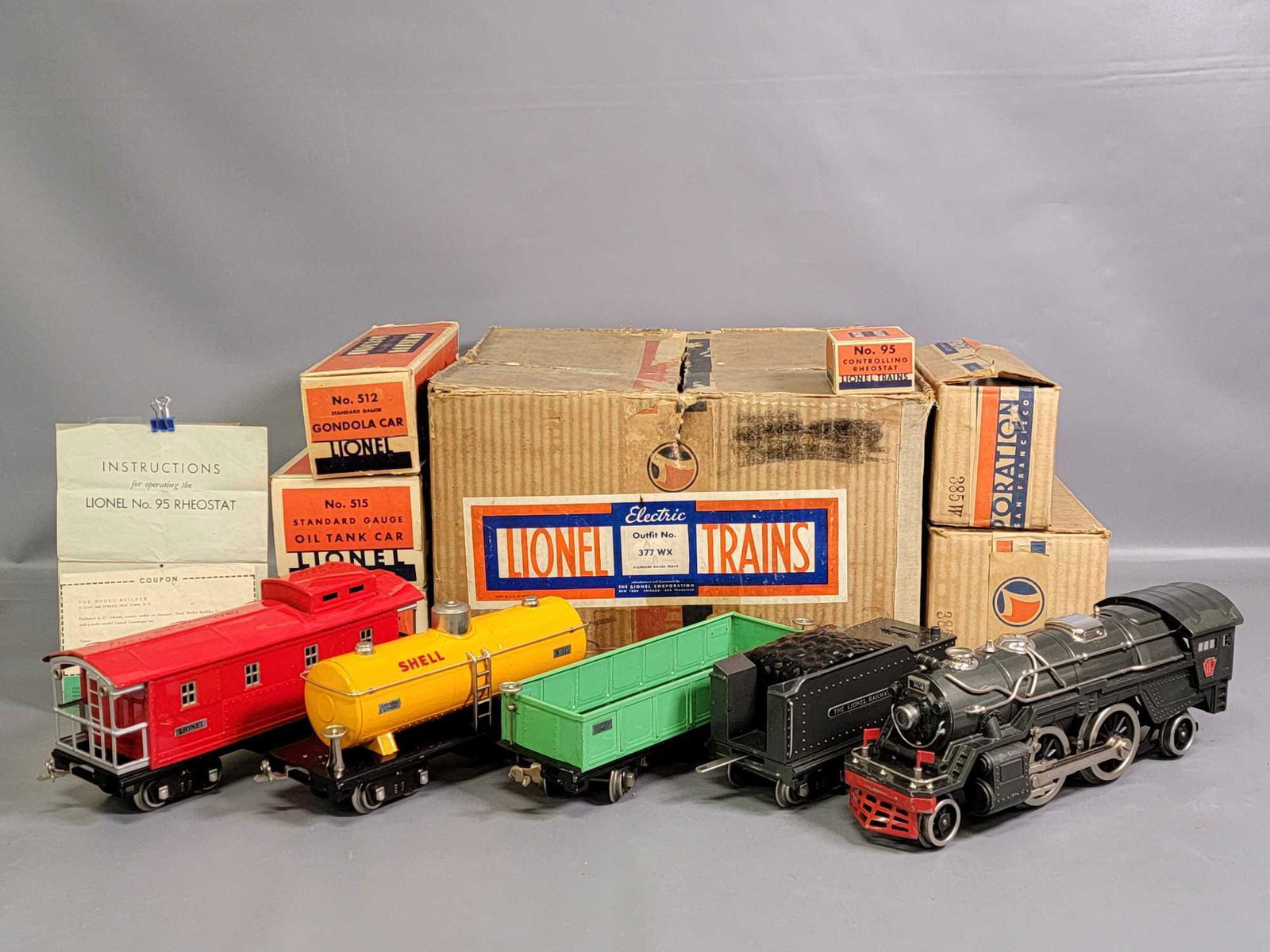 Rare Boxed Lionel prewar standard gauge 377WX steam (1 of 14)