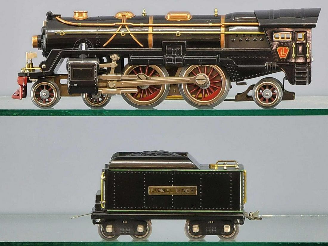 Lionel prewar standard gauge 392E 384T steam locomotive: Lionel Prewar Standard Gauge 392E steam locomotive with 384T tender, loco has a dinged/bent cab roof, otherwise train is C7.