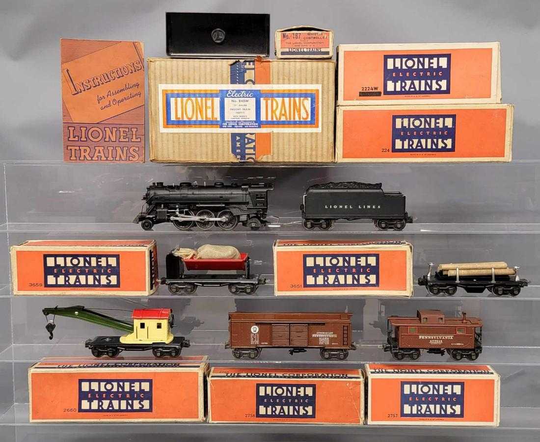 Boxed Lionel prewar O gauge 845W steam freight set with (1 of 10)