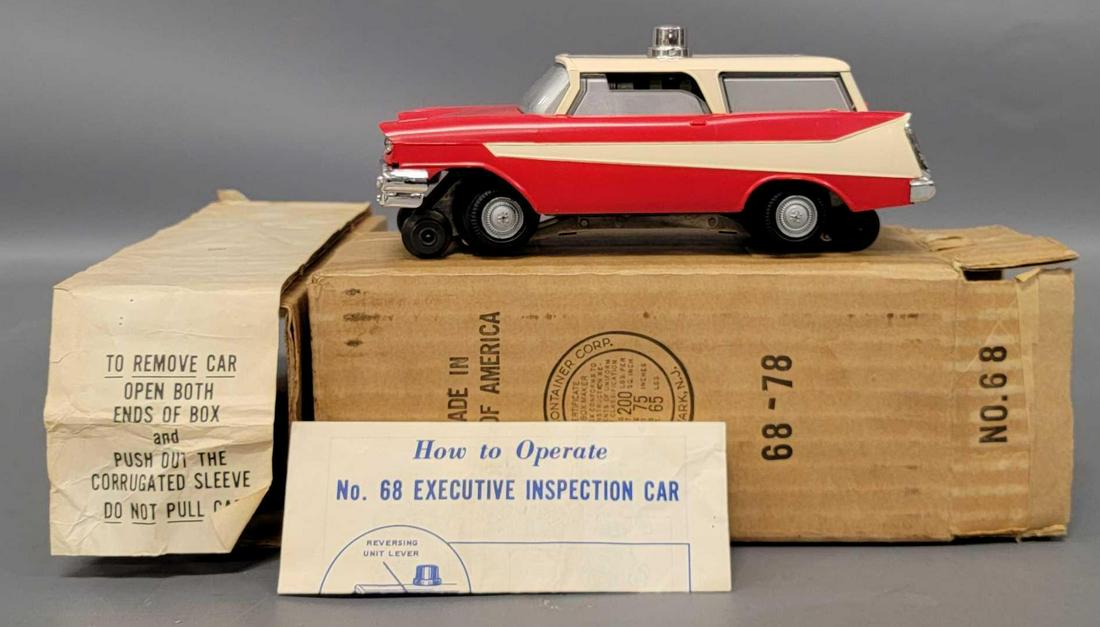 Gorgeous unrun Lionel postwar O 68 executive inspection: Gorgeous unrun Lionel postwar O 68 executive inspection car in original box, C9+ in an excellent original box with complete original insert, original opening instructions and original instruction 