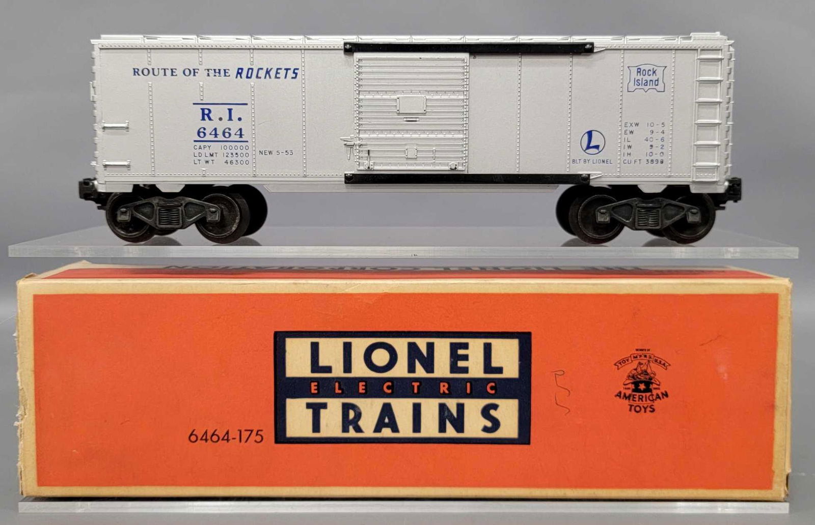 Unrun Lionel postwar O 6464-175 Rock Island box car in (1 of 6)