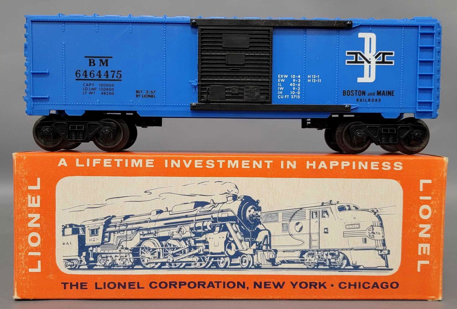 Unrun Lionel postwar O 6464-475 Boston & Maine box car (1 of 6)