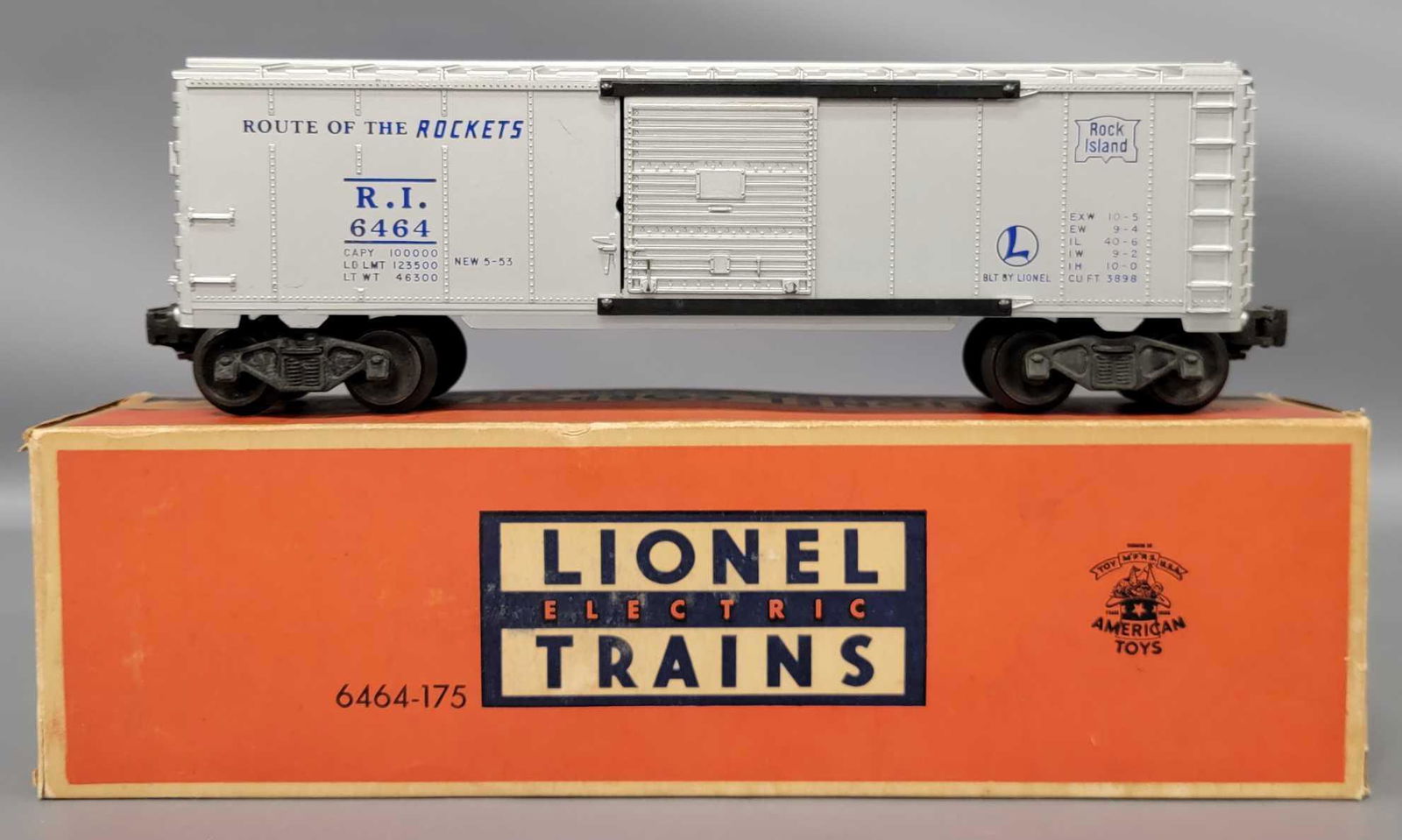 Unrun Lionel postwar O 6464-175 Rock Island box car in (1 of 6)
