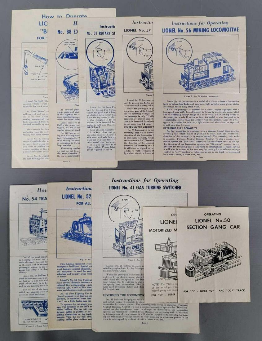 Group of postwar Lionel original instruction sheets (1 of 3)
