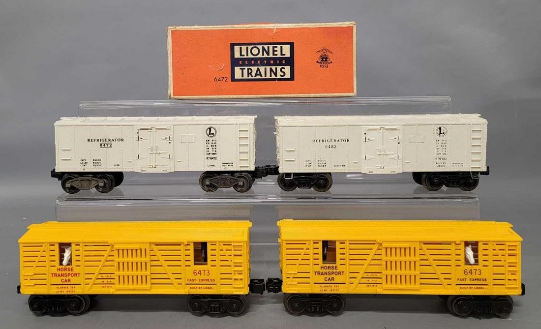 Four Lionel postwar O freight cars with one OB (1 of 7)