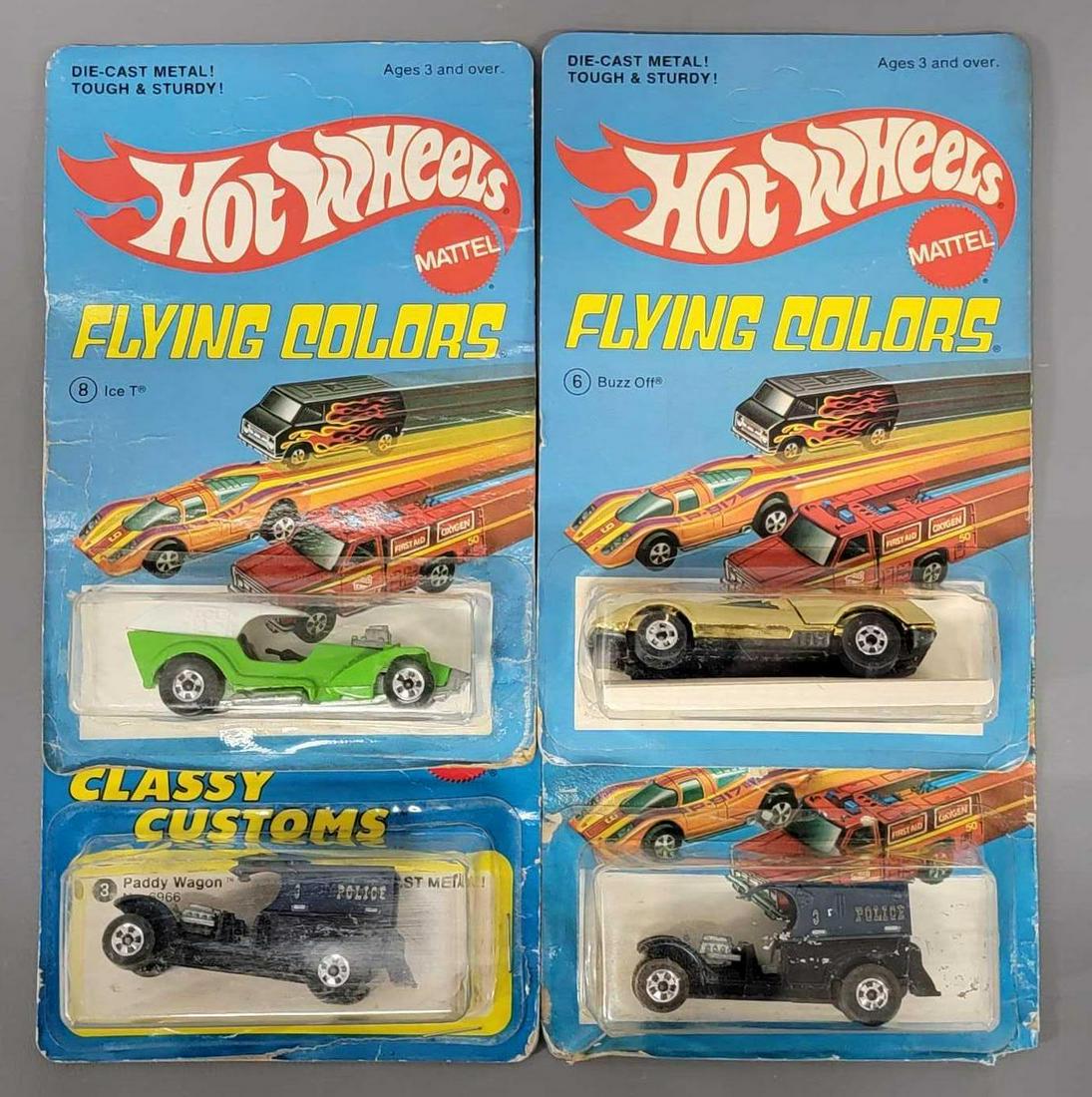 Group of four Hot Wheels Blackwall Flying Colors cards (1 of 4)