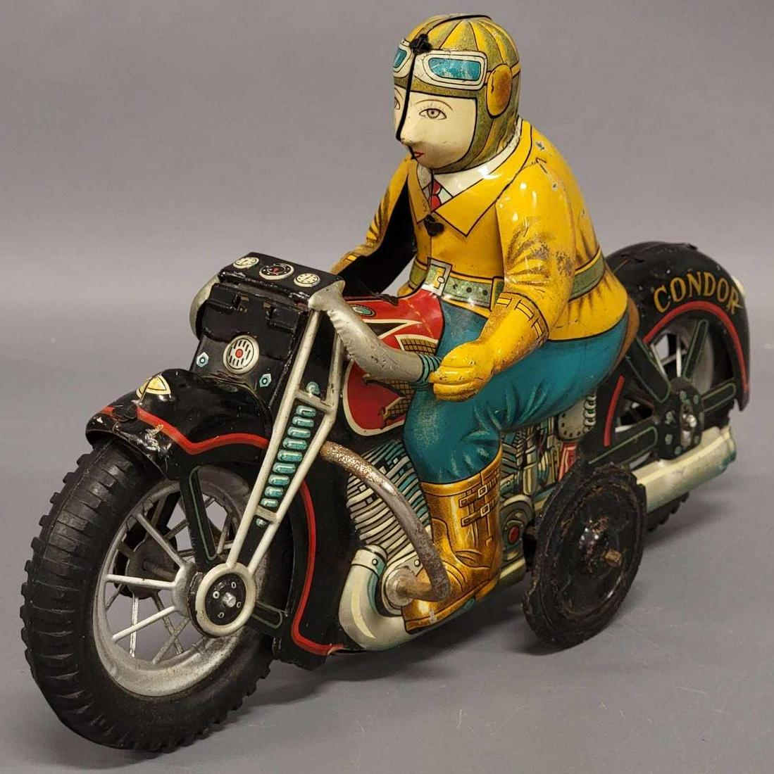 I Y Toys Japan 12" tin lithograph toy friction Condor Motorcycle (1 of 7)