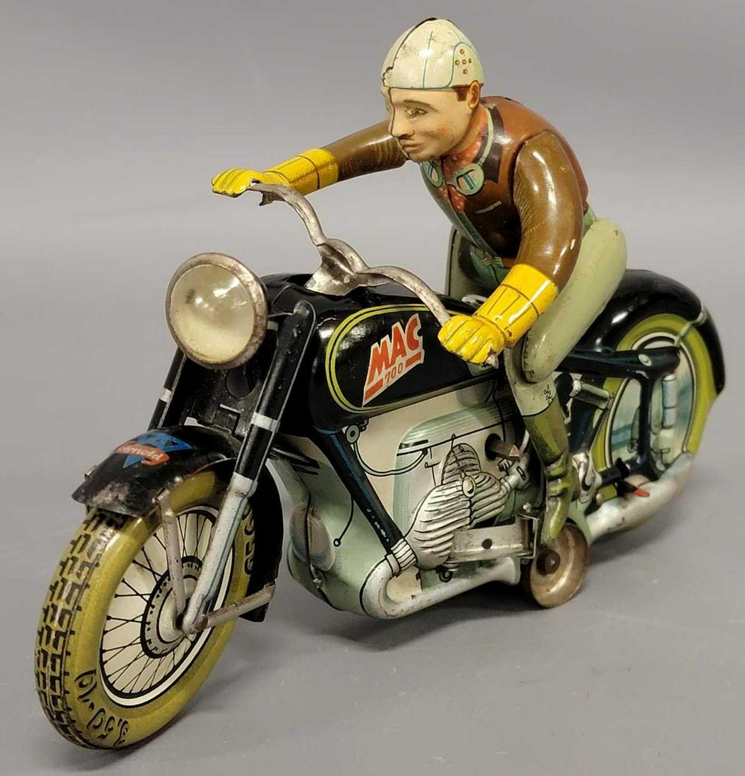 Arnold Germany US zone tin lithograph windup Mac 700 motorcycle (1 of 9)