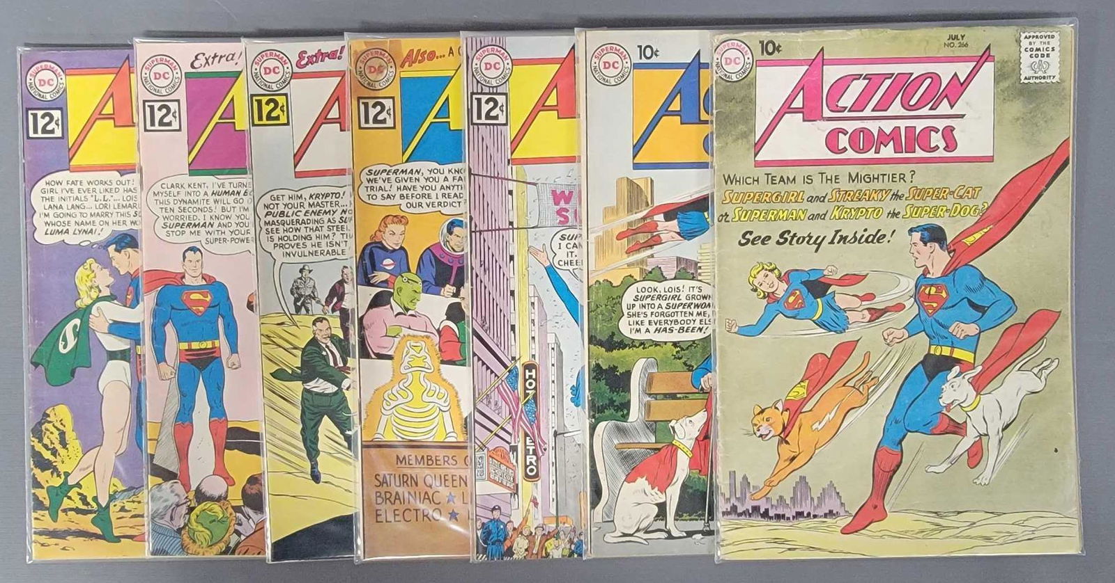 Seven 10 / 12 cent Action Comics 266-289 (1 of 5)