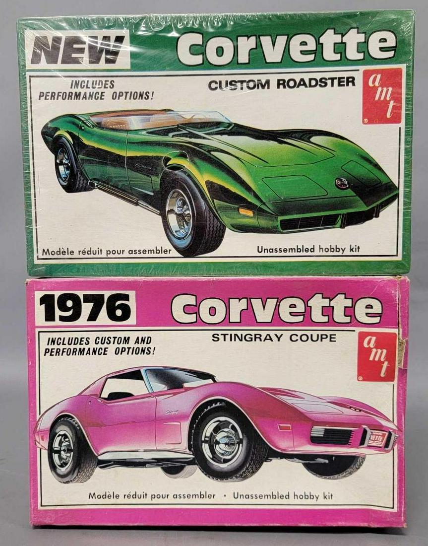 Two AMT 1/24 scale Chevy Corvette unbuilt model kits in original boxes (1 of 5)