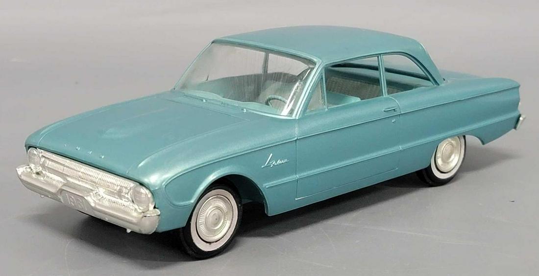 1961 aqua Ford Falcon dealer promo coaster car (1 of 8)