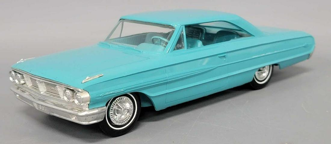 1964 turquoise Ford Galaxie XL 500 hardtop dealer promo coaster car: 1964 turquoise Ford Galaxie 500 XL hardtop dealer promo coaster car, car is excellent with very light surface marks on hood and roof.