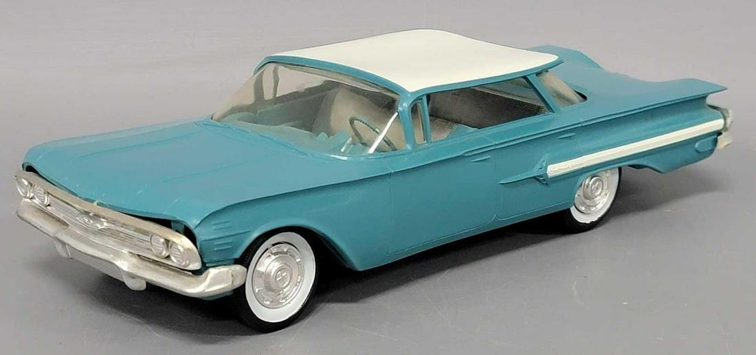 1960 aqua Chevrolet Impala hardtop dealer promo coaster car (1 of 7)