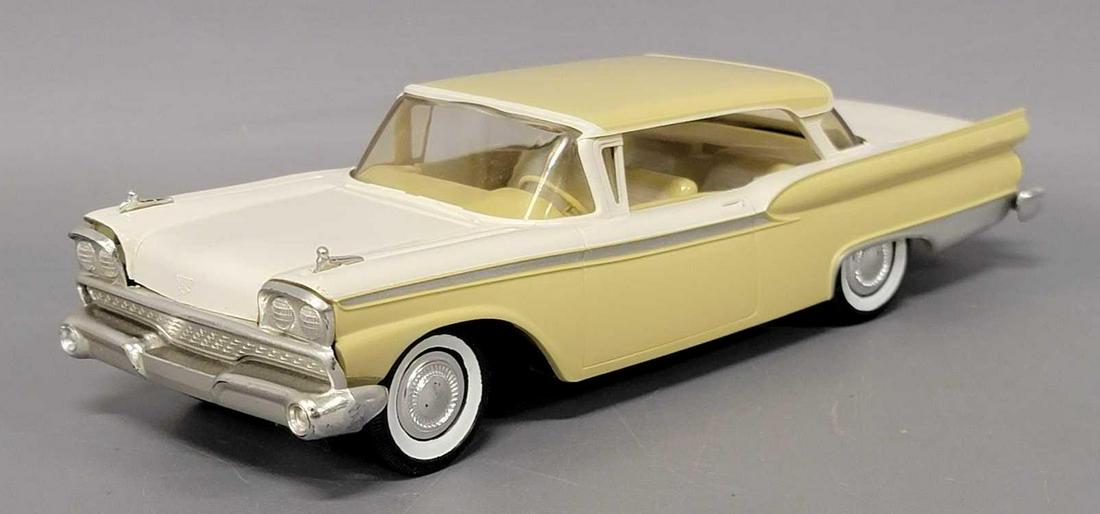 1959 two tone Ford Fairlane 500 dealer promo friction car (1 of 7)