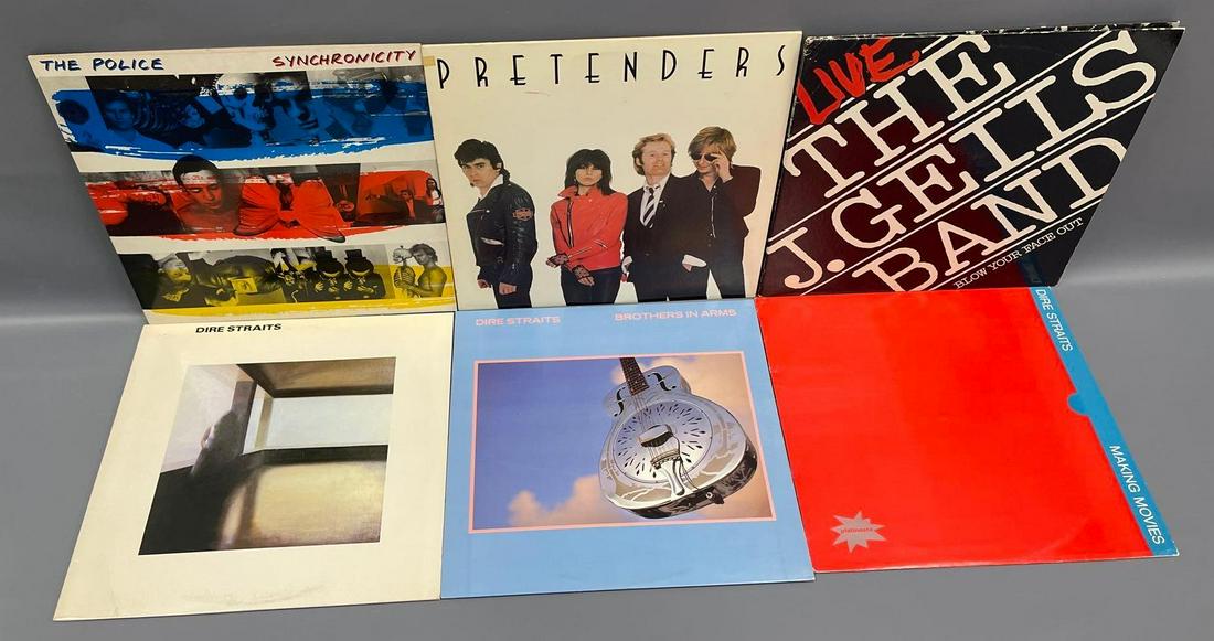 Six 1980â€™s band LPâ€™s: Six 1980â€™s band LPâ€™s, includes The Police Synchrocity, Pretenders, Live The J. Geils Band Blow your face out, Dire Straits, Dire Straits Brothers in Arms and Dire Straits Making Moves, a