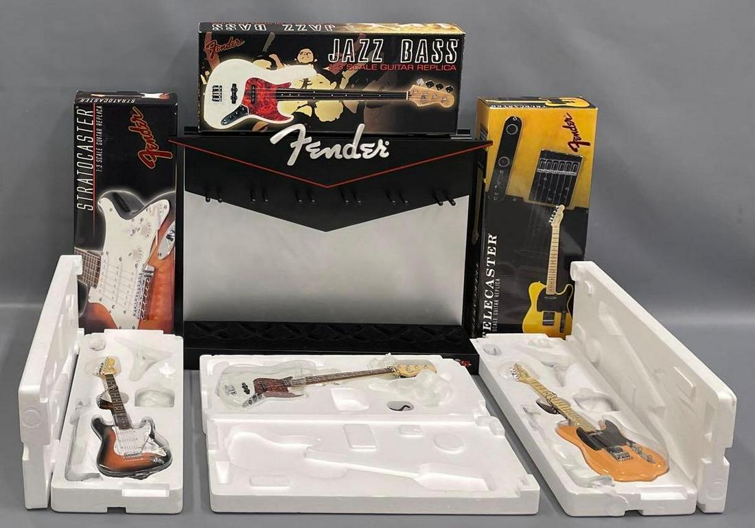 GMP Fender dealer display stand with three 1/3 scale guitars in original boxes (1 of 9)