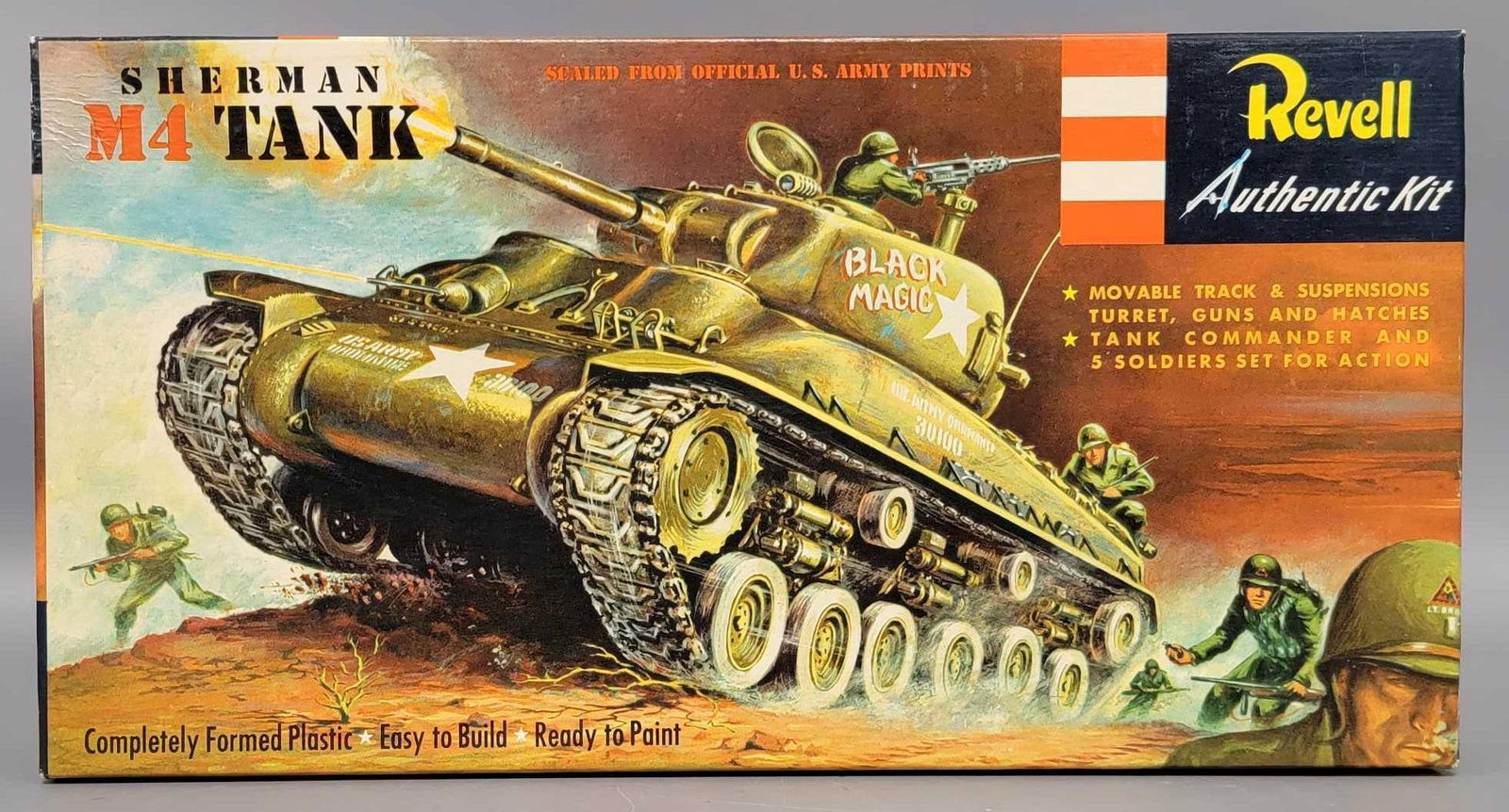 Revell Sherman M4 Tank model kit in type S original box (1 of 4)