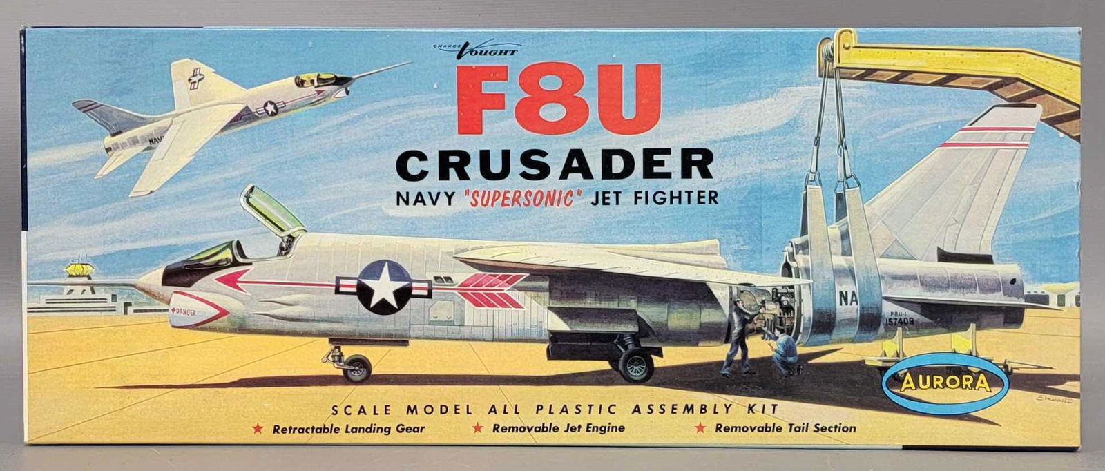 Aurora Chance Vought F8U Crusader Navy Supersonic Jet model kit in original box (1 of 4)