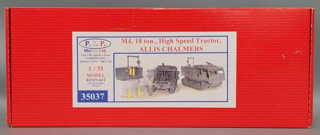 P.S.P. Models Ltd 1/35 scale M4 1/18 scale ton High Speed Tractor Allis Chalmers resin model kit in: P.S.P. Models Ltd 1/35 scale M4 1/18 scale ton High Speed Tractor Allis Chalmers resin model kit in original box, 35037 kit appears complete with instructions, box is excellent.
