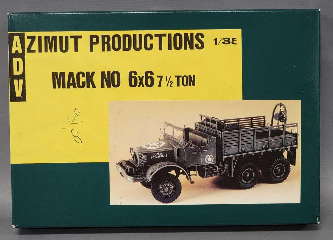 ADV Zimut Productions 1/35 scale Mack No. 6x6 7 1/2 ton resin model kit in original box: ADV Zimut Productions 1/35 scale Mack No. 6x6 7 1/2 ton resin model kit in original box, kit appears complete with instructions, box is excellent.