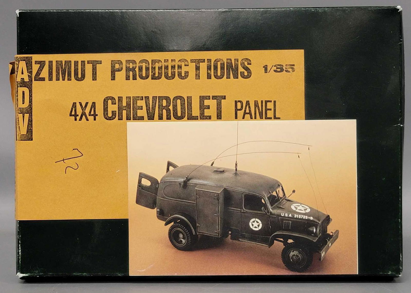 ADV Zimut Productions 1/35 scale 4x4 Chevrolet Panel resin model kit in original box: ADV Zimut Productions 1/35 scale 4x4 Chevrolet Panel resin model kit in original box, kit appears complete with instructions, box is excellent.