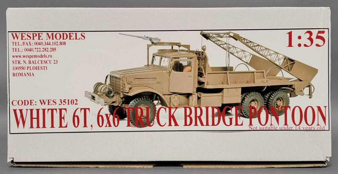 Wespe Models 1/35 scale White 6 ton 6x6 Truck Bridge Pontoon resin model kit in original box: Wespe Models 1/35 scale White 6 ton 6x6 Truck Bridge Pontoon resin model kit in original box, 35102 kit appears complete with instructions, box is excellent.