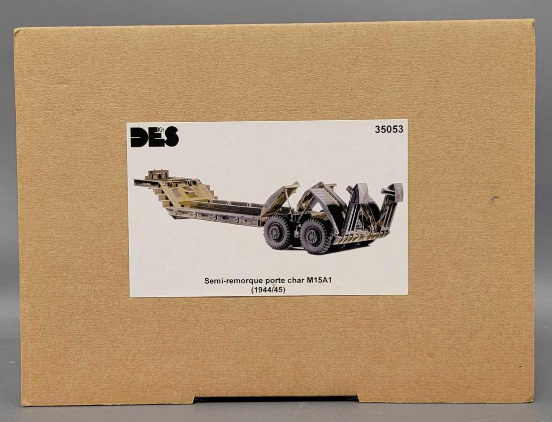 DES 1/35 scale 35053 Semi-remorque Porte char M15A1 resin model kit in original box: DES 1/35 scale 35053 Semi-remorque Porte char M15A1 resin model kits in original box, kit appears complete with instructions, box is excellent.