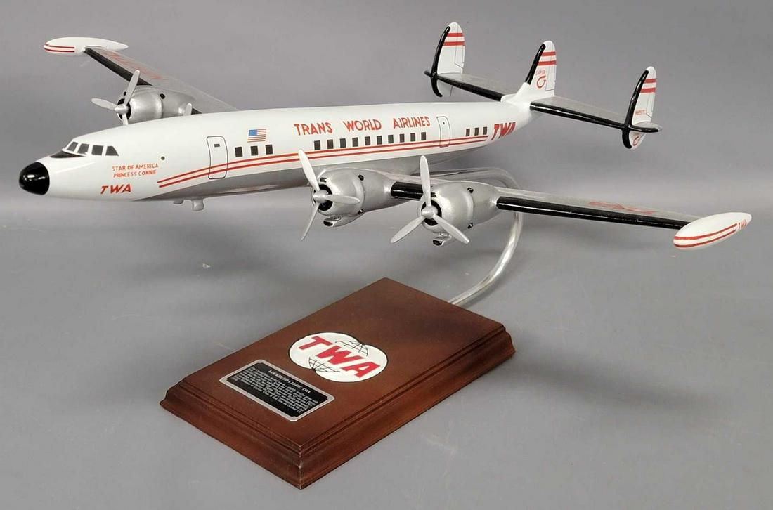 Large Desk Airplane Lockheed L1049G TWA Princess Connie wood model (1 of 8)