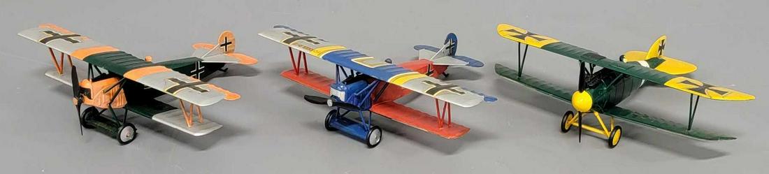 Three Built up WWI era German Fokker model planes (1 of 2)