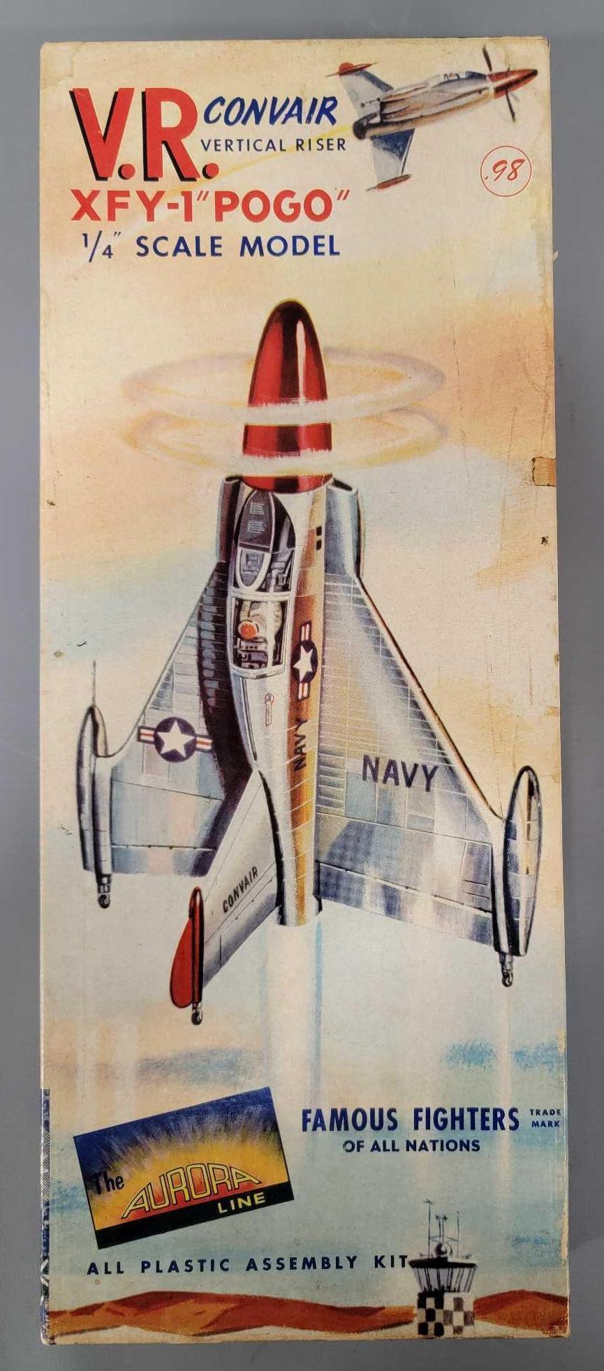 Aurora Line 1/48 scale Famous Fighters Convair V.R.XFY-1 Pogo model kit in original box (1 of 4)