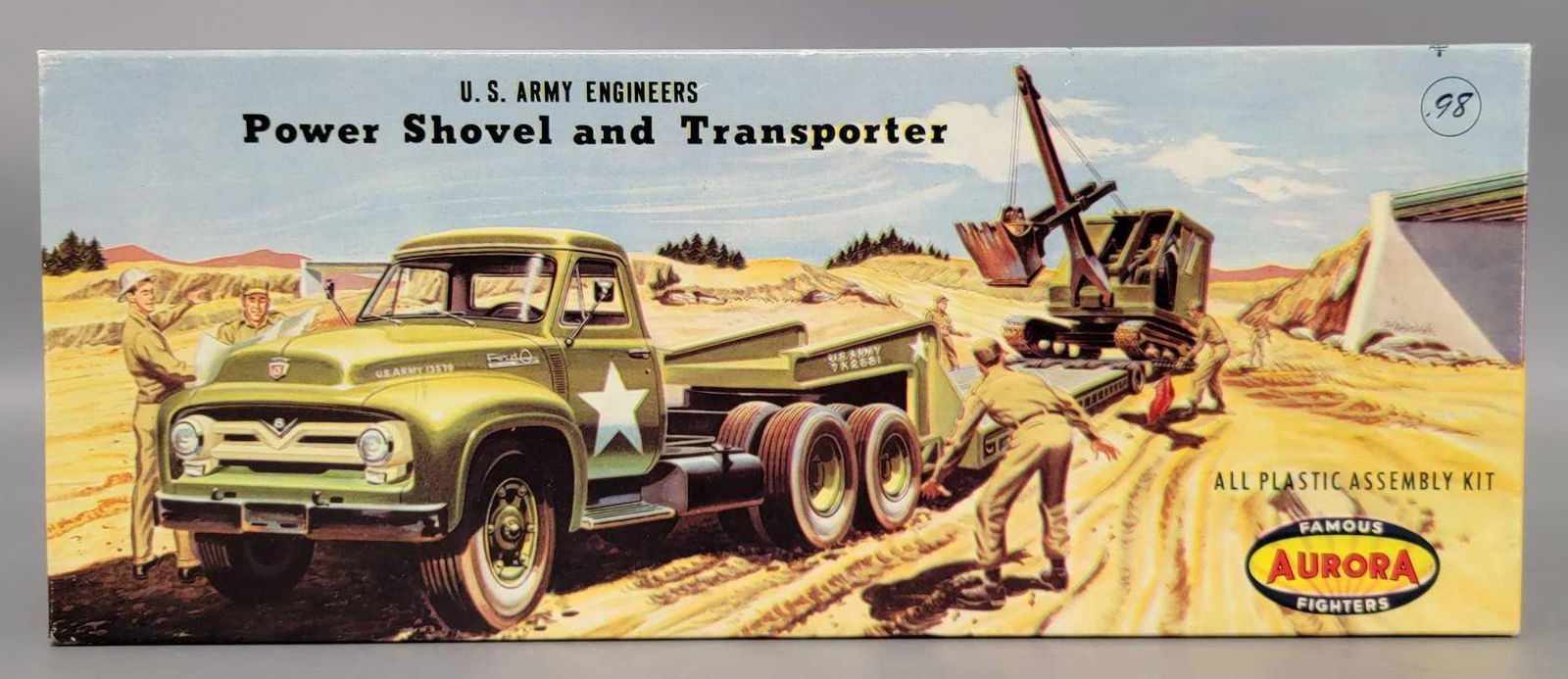 Aurora Famous Fighters 306 US Army Engineers Power Shovel and transporter model kit in original box (1 of 4)