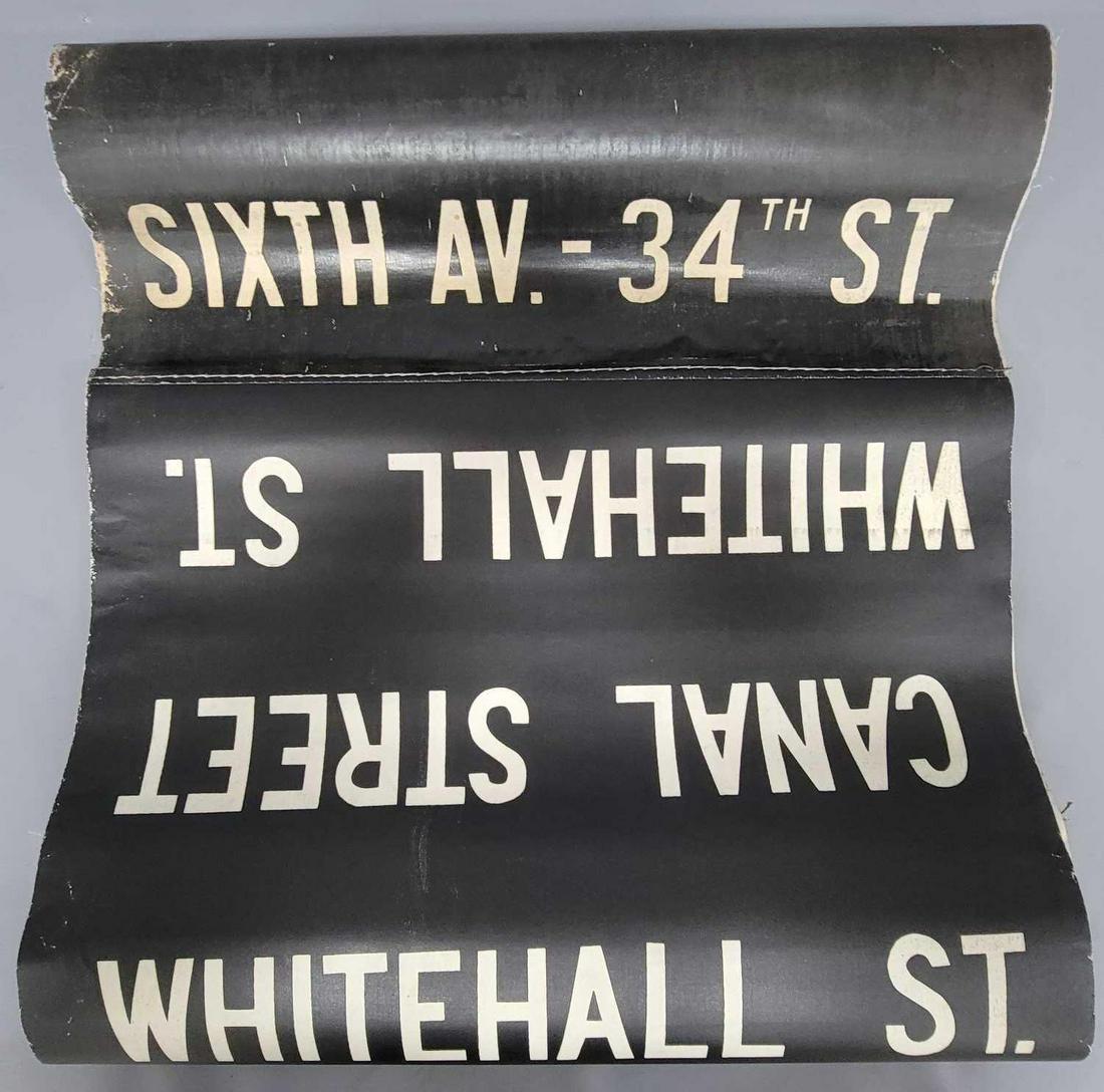 Vintage New York Subway Train Destination Roll Sign #1: Vintage New York Subway Train Destination Roll Sign, this roll is in great shape, it has the following streets listed, Canal St, Whitehall St, Sixth Ave. - 34th St, Houston to Lafayette St, Chamber St