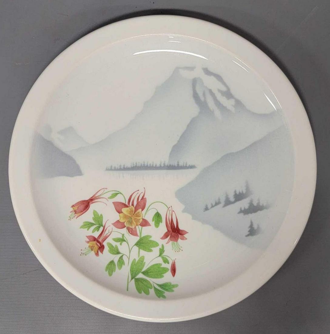 Syracuse China Great Northern Railroad "Prairie Mountain Wildflowers" Pattern Dinner Plate: Syracuse China Southern Pacific Railroad "Prairie Mountain Wildflowers" Pattern Dinner Plate, in excellent condition with light use marks on face, no cracks or chips, bottom logos are bright a