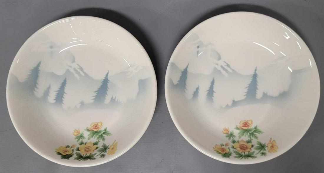 Two Syracuse China Great Northern Railroad "Prairie Mountain Wildflowers" Pattern shallow bowls: Two Syracuse China Great Northern Railroad "Prairie Mountain Wildflowers" Pattern shallow bowls, both are in excellent condition with little to no wear, one has faint glaze cracks on the under