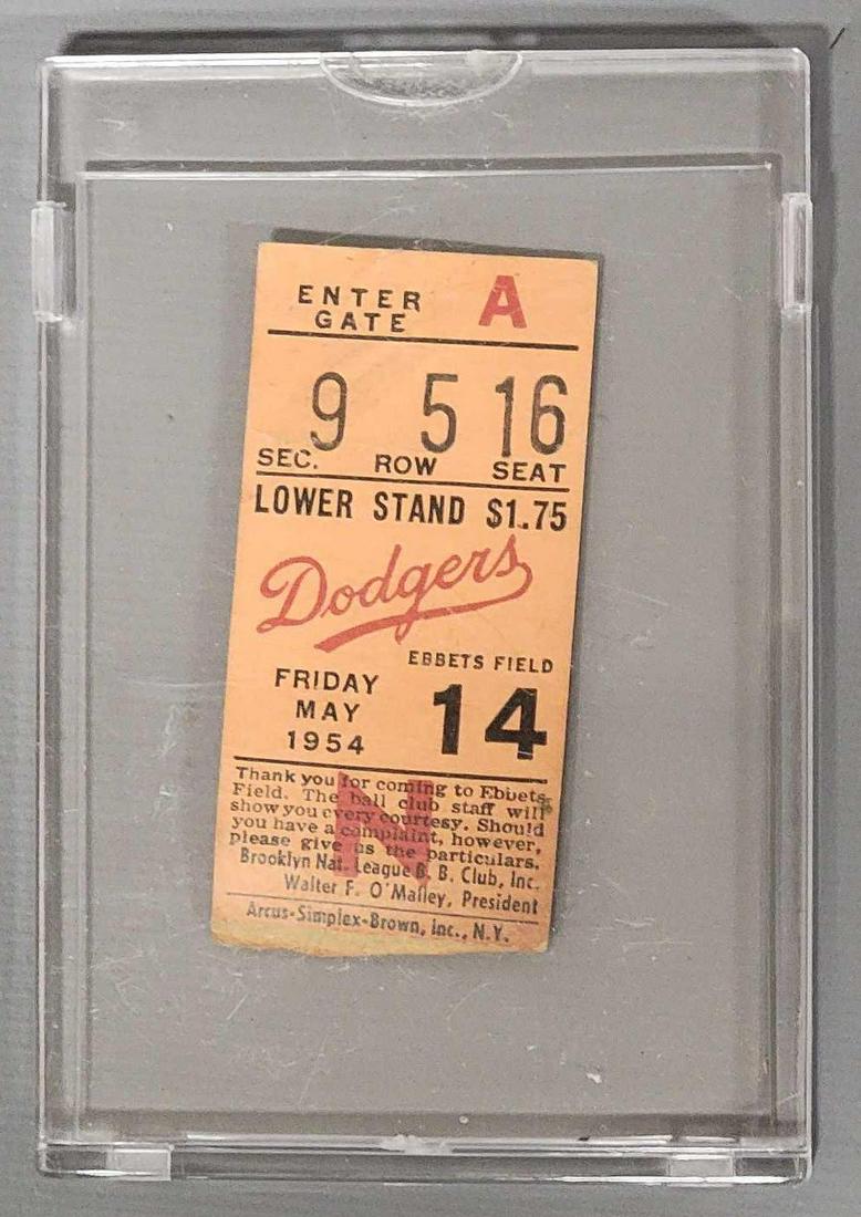 Brooklyn Dodger Ebbets Field ticket Stub May 14, 1954 Dodgers vs Cardinals (1 of 3)