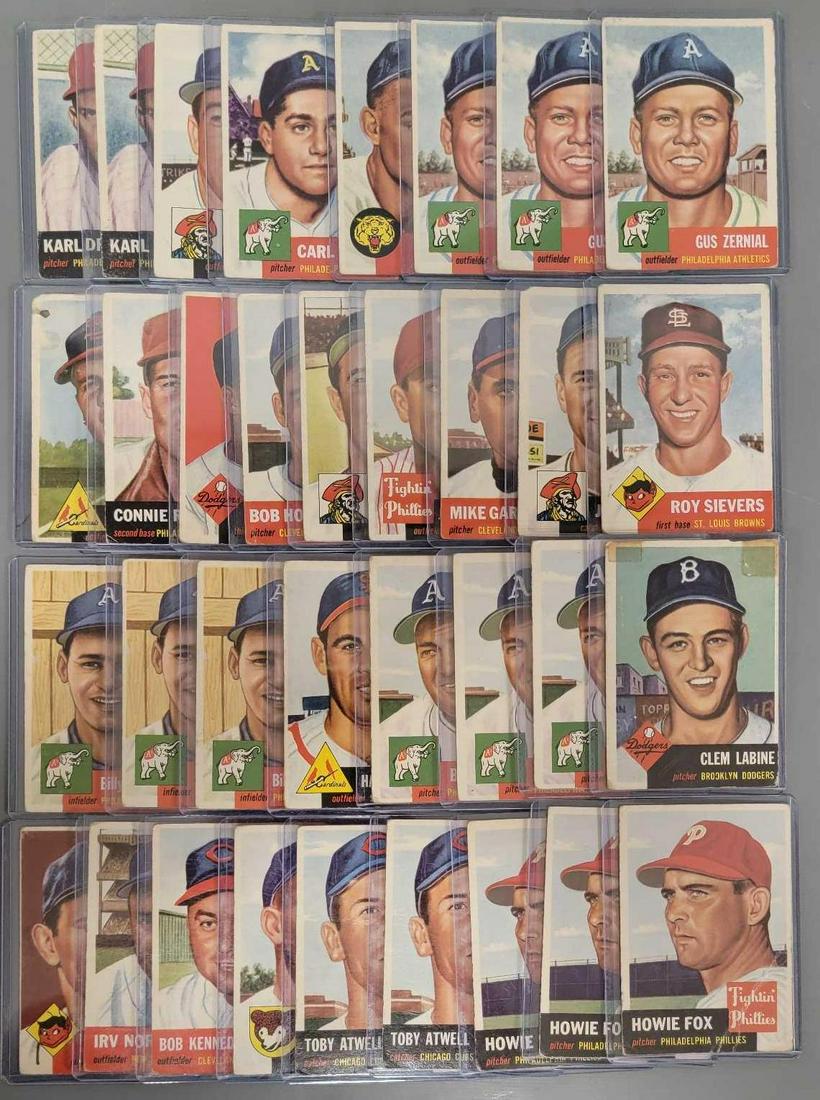 Thirty-five common 1953 Topps baseball cards (1 of 9)