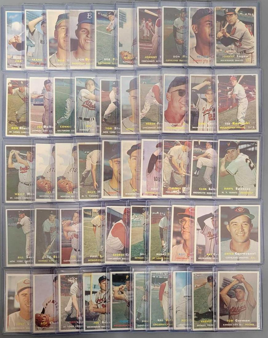 Fifty 1957 Topps common baseball cards (0133) on Aug 13, 2022