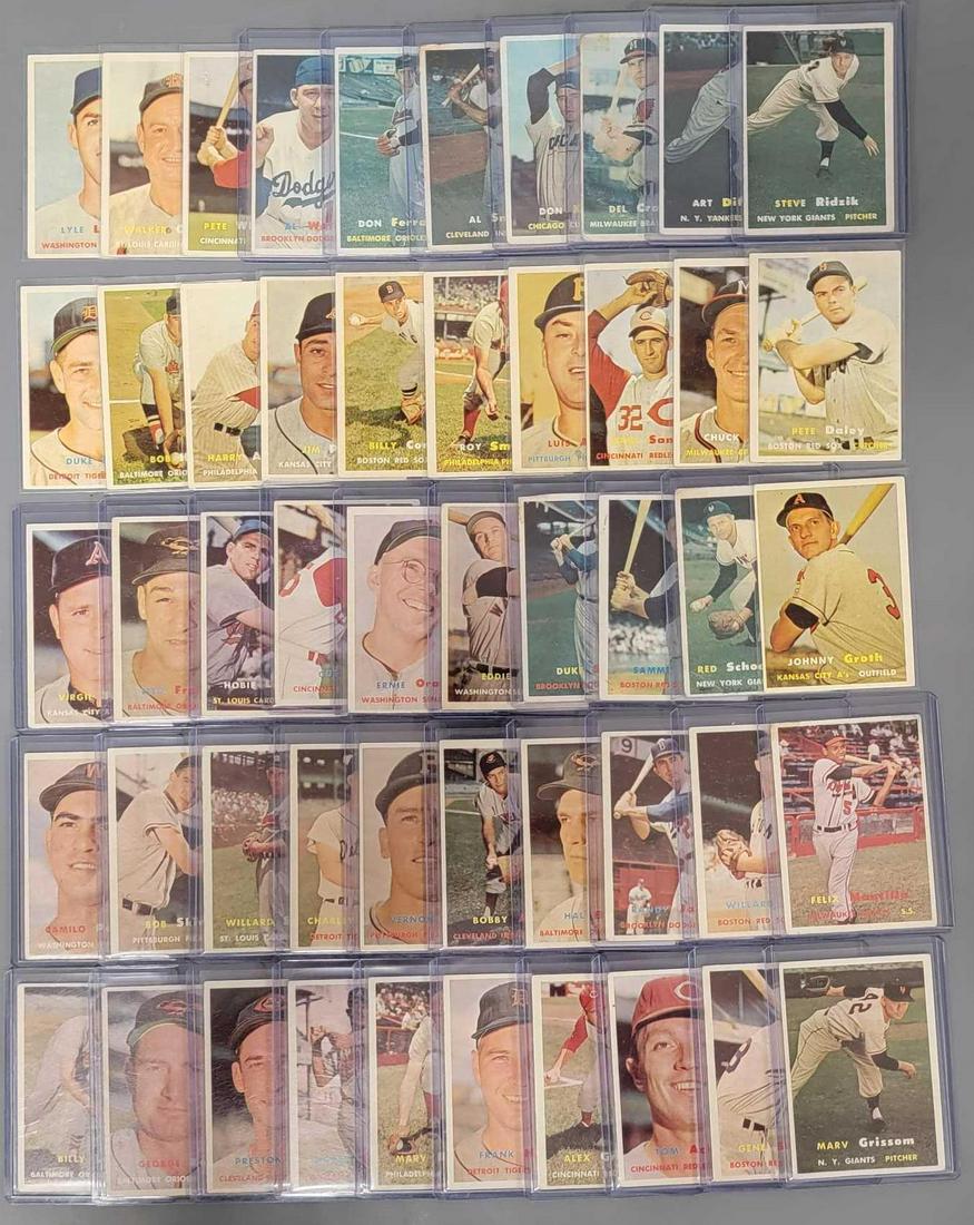 Fifty 1957 Topps common baseball cards (1 of 11)