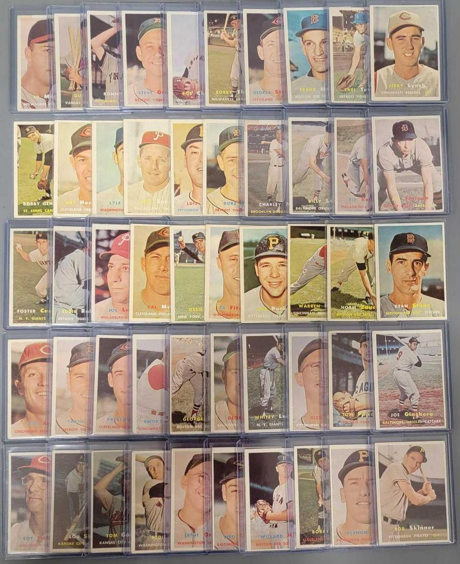 Fifty 1957 Topps common baseball cards (1 of 11)
