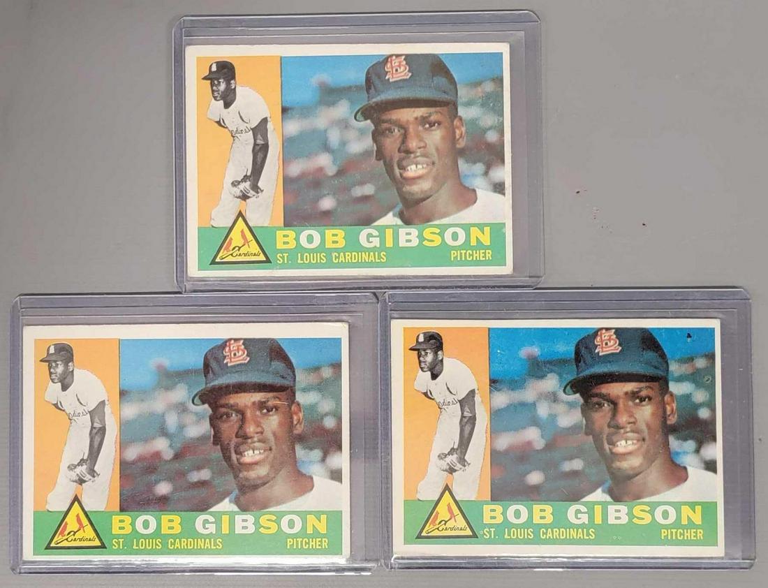 Three 1960 Topps Bob Gibson baseball cards (1 of 7)