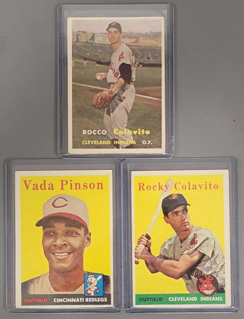 Two Topps Rocky Colavito plus Vada Pinson rookie baseball cards (1 of 7)