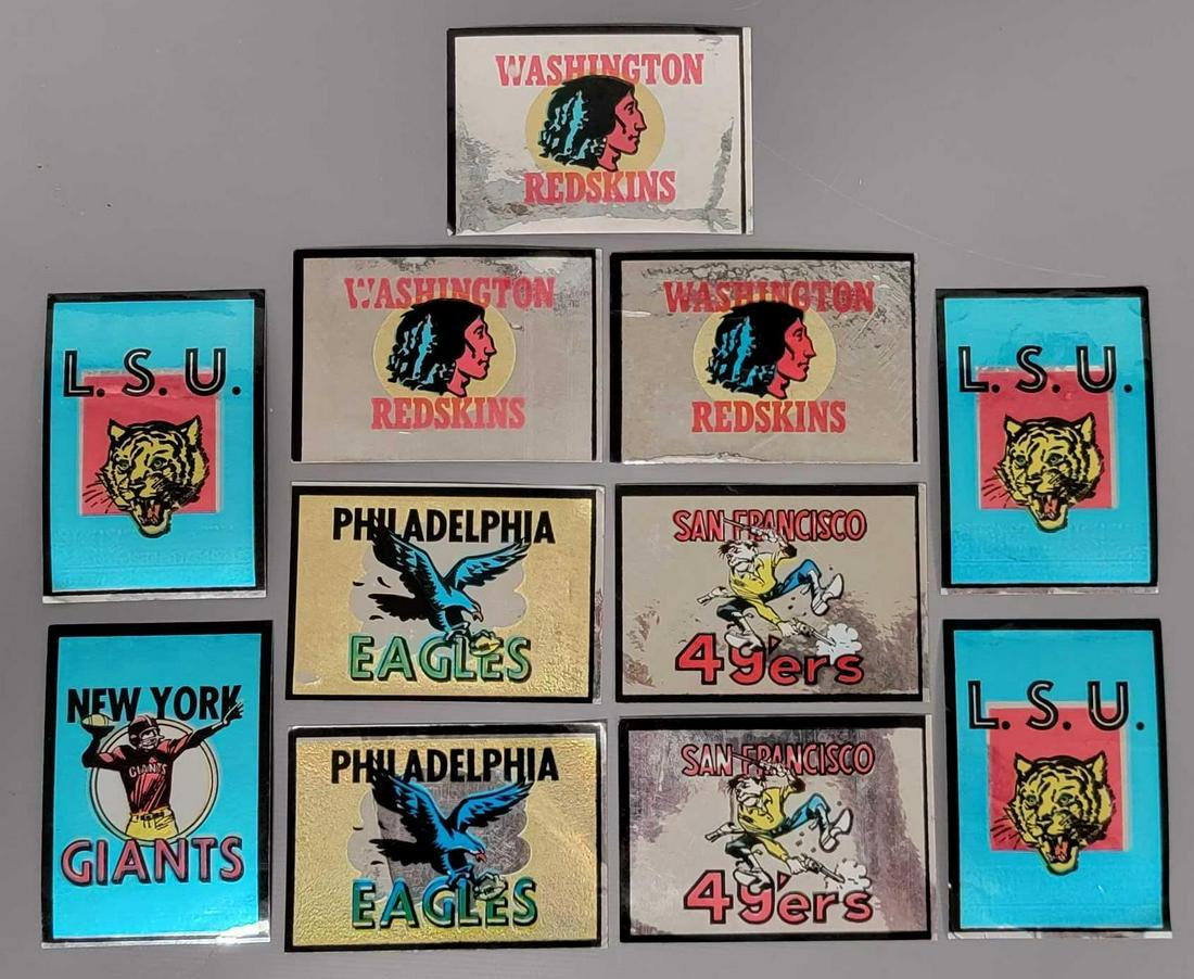 Eleven 1960 Topps football metallic stickers (1 of 3)