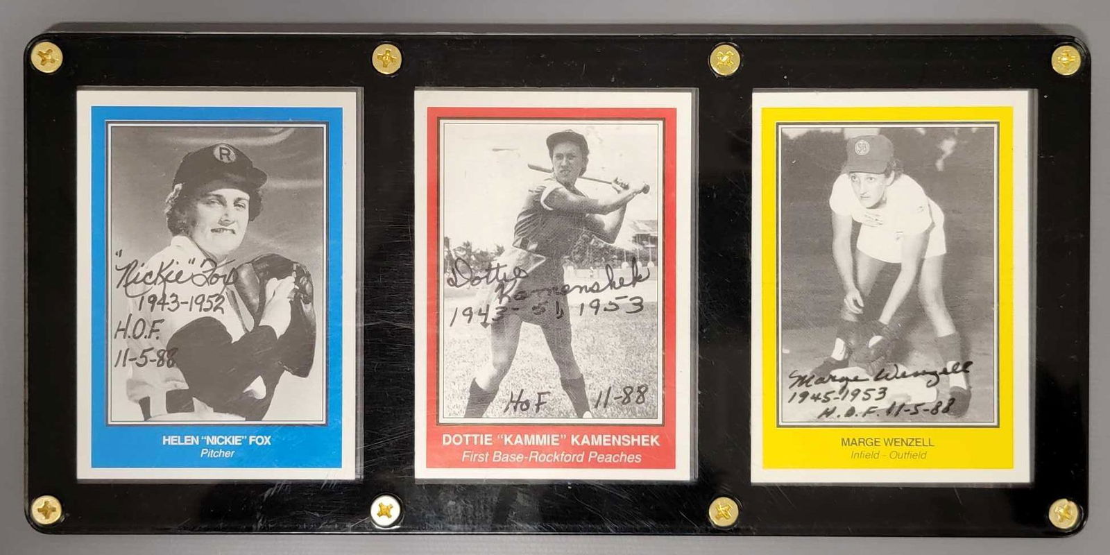 Three League of their own Womens baseball player autographed cards (1 of 8)