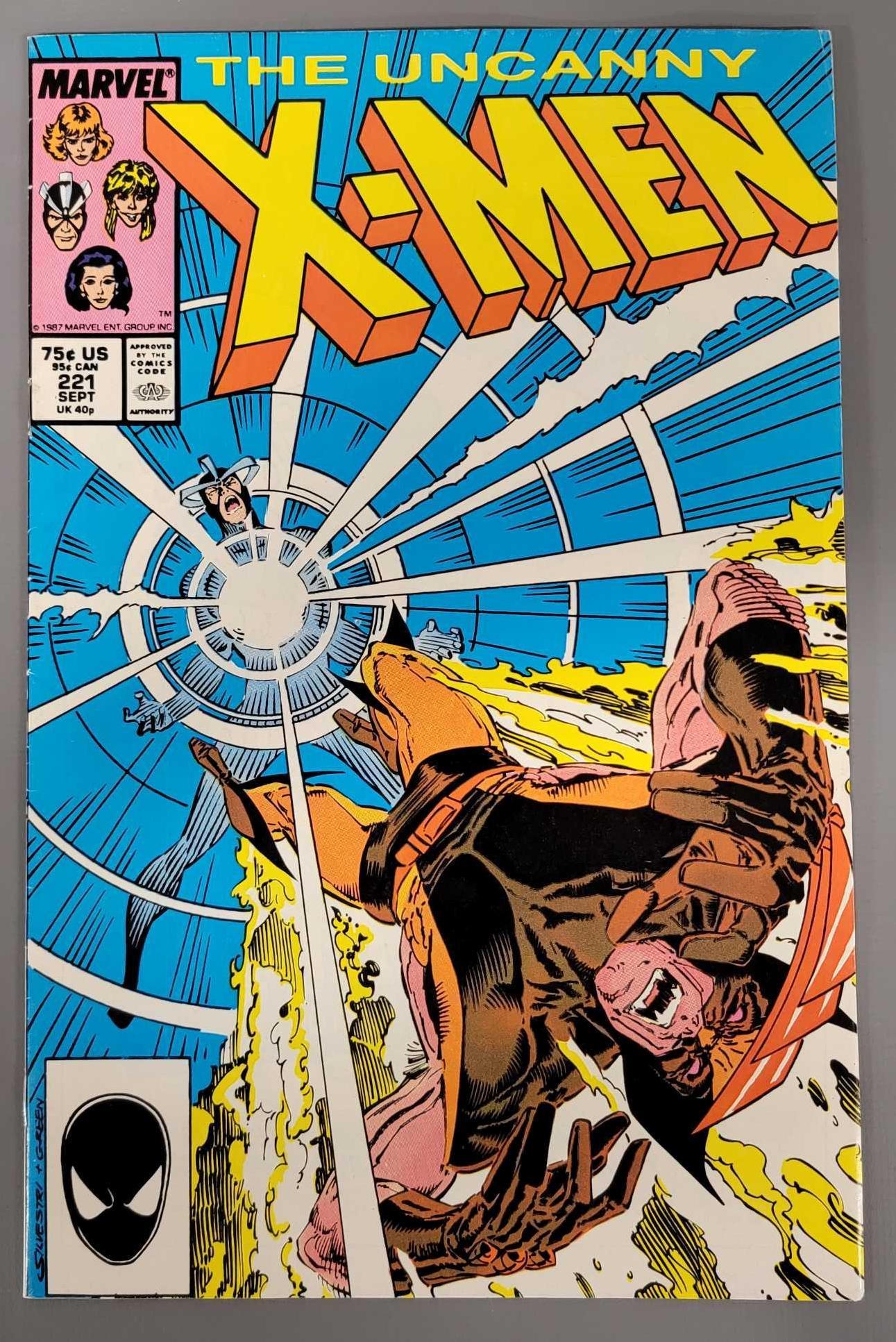 Marvel The Uncanny X-Men #221 first appearance of Mr. Sinister: Marvel The Uncanny X-Men #221 first appearance of Mr. Sinister, book is excellent with a small edge crease upper right, very light veins at staples.