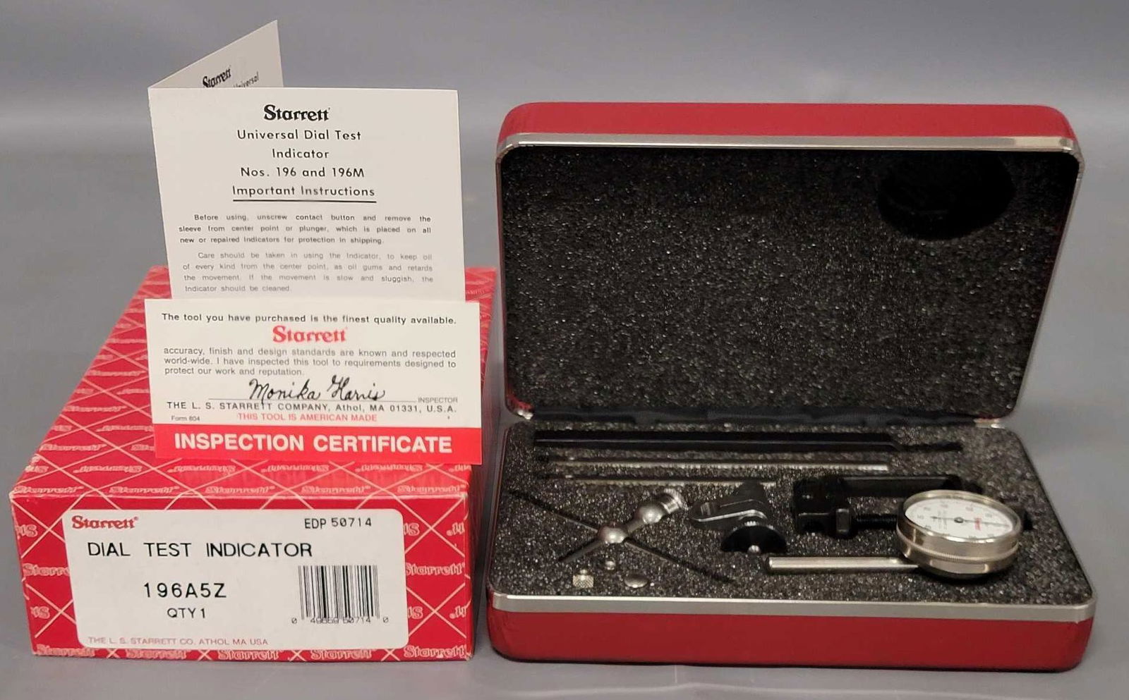 Starrett 196A5Z  Dial Test Indicator Set new old stock in original box (1 of 6)